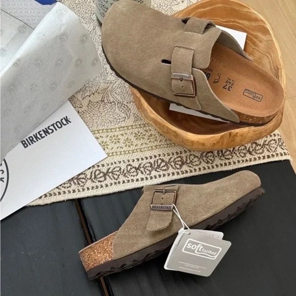 Birkenstock Boston Suede Taupe - Picture 3 of 8